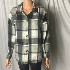 Plaid flannel button-down jacket size S